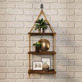 img 3 attached to 🎉 BAMFOX Swing Rope Floating Shelf: Stylish 3 Tier Bamboo Hanging Wall Shelves for Multi-Room Storage Solutions!