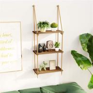 🎉 bamfox swing rope floating shelf: stylish 3 tier bamboo hanging wall shelves for multi-room storage solutions! logo