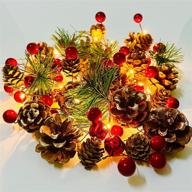 🎄 prelit pine garland with lights: palonmy 6.56ft 20led battery operated christmas garland with red berry and pinecones - perfect holiday light for home windows, fireplace, stairs logo