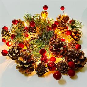 img 4 attached to 🎄 Prelit Pine Garland with Lights: PALONMY 6.56FT 20LED Battery Operated Christmas Garland with Red Berry and Pinecones - Perfect Holiday Light for Home Windows, Fireplace, Stairs