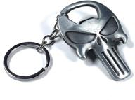 💀 deltahalo punisher keychain: silver skull bottle opener keyring for easier access logo