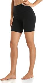 img 4 attached to 🩳 YUNOGA Women's High Waisted Yoga Shorts with 6" Inseam - Workout & Athletic Biker Shorts