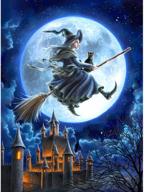 🧙 adarl 5d diy diamond painting kit - witch with castle rhinestone picture embroidery, arts, crafts & sewing cross stitch logo