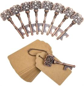 img 4 attached to 🔑 DerBlue 60 PCS Key Bottle Openers: Vintage Skeleton Opener Set for Weddings & Events with Escort Tags – Rustic Copper Antique Decoration & Favors