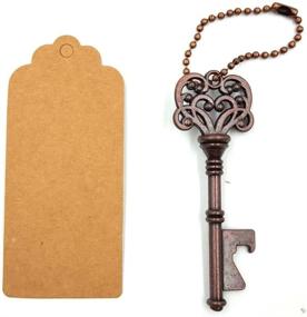 img 3 attached to 🔑 DerBlue 60 PCS Key Bottle Openers: Vintage Skeleton Opener Set for Weddings & Events with Escort Tags – Rustic Copper Antique Decoration & Favors