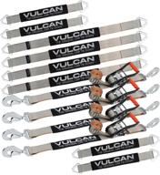 vulcan complete axle strap tie down kit with snap hook ratchet straps - silver series - includes (4) 22&#34 logo