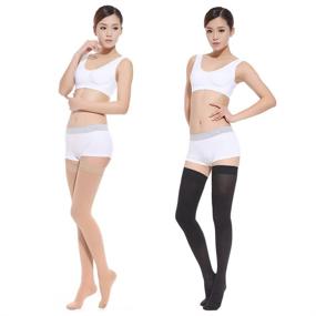 img 1 attached to 🧦 Medical Thigh High Compression Stockings, Unisex, 30-40mmHg, Closed Toe Socks