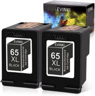 🖨️ evinki 65xl black ink cartridge: remanufactured for hp 65, compatible with envy 5055/5052/5058, deskjet 3755/2655/3720/3722/3723/3752/3758 (2 black) logo