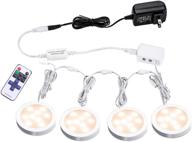 🔆 aiboo linkable led under cabinet lights 12v slim aluminum dimmable puck lights with rf remote control & etl listed power adapter for accent display lighting, set of 4, warm white logo