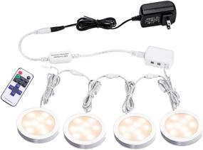 img 4 attached to 🔆 AIBOO Linkable LED Under Cabinet Lights 12V Slim Aluminum Dimmable Puck Lights with RF Remote Control & ETL Listed Power Adapter for Accent Display Lighting, Set of 4, Warm White