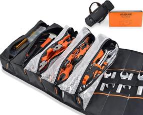 img 4 attached to 🛠️ Tool Roll Bag for Men: Enhanced Organizer for Mechanics, Motorcycles, and Electricians with Screwdriver Holder – Ideal Wrench Roll Up Pouch and Tool Roll Up Bag for Cars