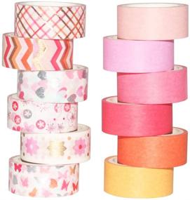 img 4 attached to 🎀 YUBBAEX 12 Rolls Pink Gold Decorative Washi Tape Set - Masking Tapes (Mix of Pink Shades)