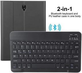 img 1 attached to 🔌 Wireless Keyboard Case for Samsung Tablet S4, Tab A, and 10.5 T830/T835 – Bluetooth Detachable Keyboard, Magnetic Folio, Screen Protector, Stylus Holder (Black)