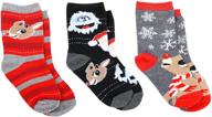 🎁 rudolph the red-nosed reindeer kid's 3 pack crew sock gift box set: festive, fun, and comfortable! logo