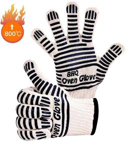 img 2 attached to 🧤 EN407 Certified Extreme Heat Resistant Oven Gloves - 932F - Versatile Cooking Gloves for BBQ, Grilling, Baking, Cutting, Welding, Smoker Fireplace - Black