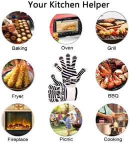img 1 attached to 🧤 EN407 Certified Extreme Heat Resistant Oven Gloves - 932F - Versatile Cooking Gloves for BBQ, Grilling, Baking, Cutting, Welding, Smoker Fireplace - Black