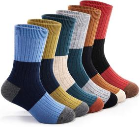 img 4 attached to Boys Winter Warm Wool Socks Thicken Thermal Crew Socks for Kids - 6 Pairs