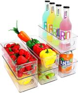 🧊 clear stackable refrigerator organizer bins - 6 pack, cutout handles for pantry, freezer, kitchen, countertops, cabinets storage and organization логотип