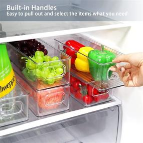 img 3 attached to 🧊 Clear Stackable Refrigerator Organizer Bins - 6 Pack, Cutout Handles for Pantry, Freezer, Kitchen, Countertops, Cabinets Storage and Organization