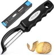 🥔 zulay kitchen professional vegetable peeler: stainless steel blade, blemish remover, durable design, swivel feature - ideal potato peelers for kitchen - black logo