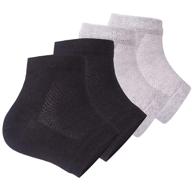 moisturizing heel socks: 2 pairs toeless gel lined spa socks for dry heels, cracked heel repair – black/grey logo