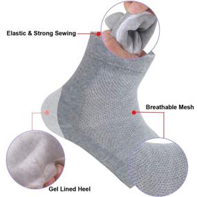 img 2 attached to Moisturizing Heel Socks: 2 Pairs Toeless Gel Lined Spa Socks for Dry Heels, Cracked Heel Repair – Black/Grey