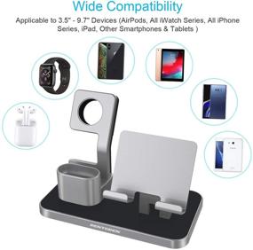 img 3 attached to 📱 BENTOBEN Apple Watch Stand Airpods Charger Dock Cell Phone Stand, Universal Charging Station Holder for iWatch Airpods iPhone iPad Tablet Android Smartphone, Space Gray