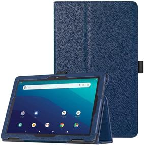 img 4 attached to 🔵 Fintie Case for Onn. 10.1" Tablet 2020 - Premium Vegan Leather Folio Cover with Pencil Holder (Navy)