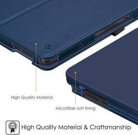 img 2 attached to 🔵 Fintie Case for Onn. 10.1" Tablet 2020 - Premium Vegan Leather Folio Cover with Pencil Holder (Navy)