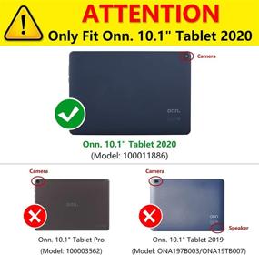 img 3 attached to 🔵 Fintie Case for Onn. 10.1" Tablet 2020 - Premium Vegan Leather Folio Cover with Pencil Holder (Navy)