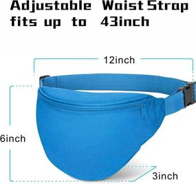 img 1 attached to 🔵 Neon Blue Fanny Pack - AirBuyW Adjustable Waist Bag for Travel, Sports, and Running with 2 Zippers