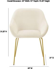img 3 attached to 🪑 Modern Accent Dining Chair with Low Armrest, Upholstered in Beige, Golden Metal Leg Set of 1 - By Ball & Cast