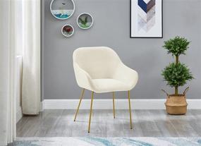 img 2 attached to 🪑 Modern Accent Dining Chair with Low Armrest, Upholstered in Beige, Golden Metal Leg Set of 1 - By Ball & Cast