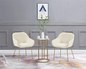 img 1 attached to 🪑 Modern Accent Dining Chair with Low Armrest, Upholstered in Beige, Golden Metal Leg Set of 1 - By Ball & Cast