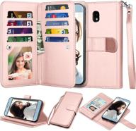 🔍 njjex rosegold wallet case for samsung galaxy j7 2018/j7 refine/j7 v 2nd gen/j7 aero/j7 aura/j7 top/j7 crown/j7 eon/j7 star – pu leather flip cover with card slots, kickstand, and lanyard logo