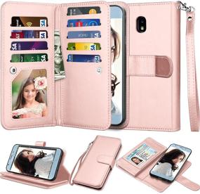 img 4 attached to 🔍 NJJEX Rosegold Wallet Case for Samsung Galaxy J7 2018/J7 Refine/J7 V 2nd Gen/J7 Aero/J7 Aura/J7 Top/J7 Crown/J7 Eon/J7 Star – PU Leather Flip Cover with Card Slots, Kickstand, and Lanyard