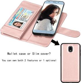 img 1 attached to 🔍 NJJEX Rosegold Wallet Case for Samsung Galaxy J7 2018/J7 Refine/J7 V 2nd Gen/J7 Aero/J7 Aura/J7 Top/J7 Crown/J7 Eon/J7 Star – PU Leather Flip Cover with Card Slots, Kickstand, and Lanyard