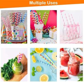 img 1 attached to 🌈 Weemium 200 Biodegradable Paper Straws - Durable & Eco-Friendly in 10 Color Stripes - Rainbow Drinking Straws & Party Decoration Supplies for Sustainable Celebrations