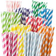 🌈 weemium 200 biodegradable paper straws - durable & eco-friendly in 10 color stripes - rainbow drinking straws & party decoration supplies for sustainable celebrations logo