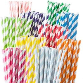 img 4 attached to 🌈 Weemium 200 Biodegradable Paper Straws - Durable & Eco-Friendly in 10 Color Stripes - Rainbow Drinking Straws & Party Decoration Supplies for Sustainable Celebrations