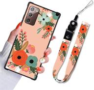 🌸 stylish samsung galaxy note 20 5g case: orange flower floral blossom design with lanyard neck strap for women girls logo