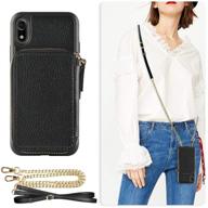 zve crossbody wallet case for apple iphone xr 6.1 inch - black logo