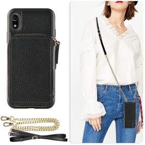 img 4 attached to ZVE Crossbody Wallet Case for Apple iPhone XR 6.1 inch - Black