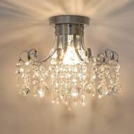 💎 modern mini crystal chandelier, 3-light ceiling lighting fixture with raindrop crystals, semi flush mount for bedroom hallway dining room, g9 socket bulbs not included логотип