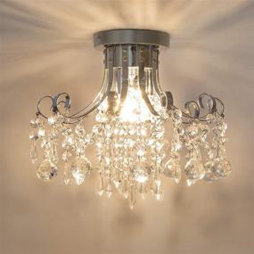 img 4 attached to 💎 Modern Mini Crystal Chandelier, 3-Light Ceiling Lighting Fixture with Raindrop Crystals, Semi Flush Mount for Bedroom Hallway Dining Room, G9 Socket Bulbs Not Included