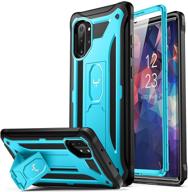 youmaker galaxy note 10 plus case with built-in screen protector, fingerprint id compatible, kickstand, heavy duty shockproof full body cover for samsung galaxy note 10 plus 5g 6.8 inch - blue/black logo