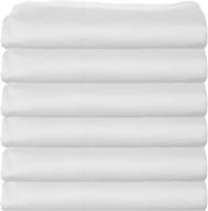 🛏️ white cotton/poly twin size flat sheets, 66x104 inches, pack of 6 logo