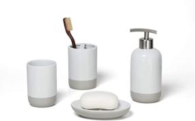 img 1 attached to 🛁 Upgrade Your Bathroom Décor with Roselli Trading Company 4pc - Country Inn Bathroom Accessory Set - Toothbrush Holder, Tumbler, Soap Dish, and Lotion Pump