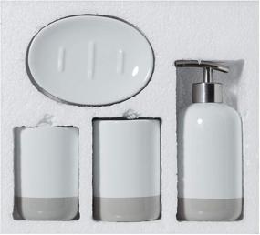 img 3 attached to 🛁 Upgrade Your Bathroom Décor with Roselli Trading Company 4pc - Country Inn Bathroom Accessory Set - Toothbrush Holder, Tumbler, Soap Dish, and Lotion Pump