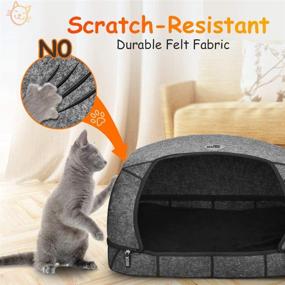 img 2 attached to 🐱 CAT Care Cat Cave Bed - Removable Zipper Design, Soft Graphene Warm Cushion, Scratch-Resistant & Washable Cat Caves for Indoor, Suitable for Indoor Cats